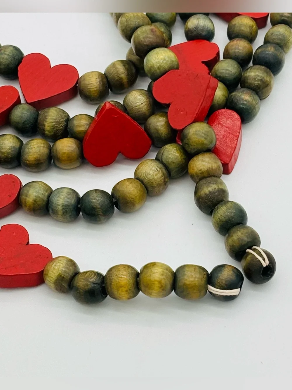 Vintage Wooden Heart Bead Garlands 3 Set 8 Ft Rustic Country Farmhouse Primitive